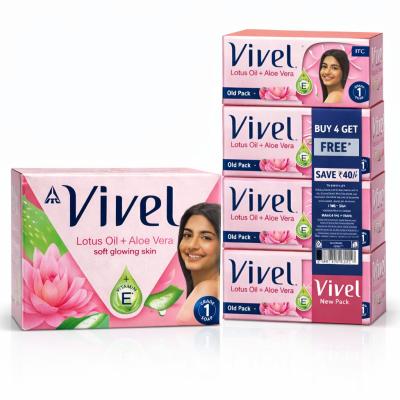 VIVEL LOTUS OIL AND ALOE VERA SOAP (90x5)=450gm BUY 4 GET 1 FREE